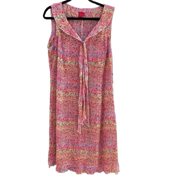 Johnny Was SILK Sheer Colorful Midi Dress - Picture 1 of 8